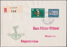 1959: B95+W36 von GRINDELWALD +illust. Brief Nat. St.Gallen
