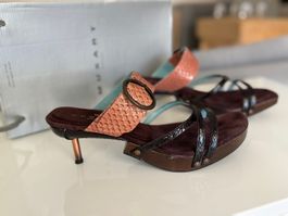 MUXART Vintage-Pumps (Mules) aus rosa Schlangenleder gr. 40