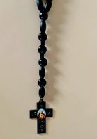 Rosenkranz Halskette Rosary Holzperlen Schwarz Jesus Kreuz