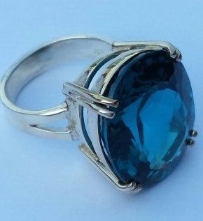 Bagues: Ring mit grossem blauen Topas Silber Grösse 55 – Neuf (Voir description) à Zürich par ben_mn5h 7