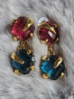 Vintage luxuriöse rosa/blaue Ohrhänger