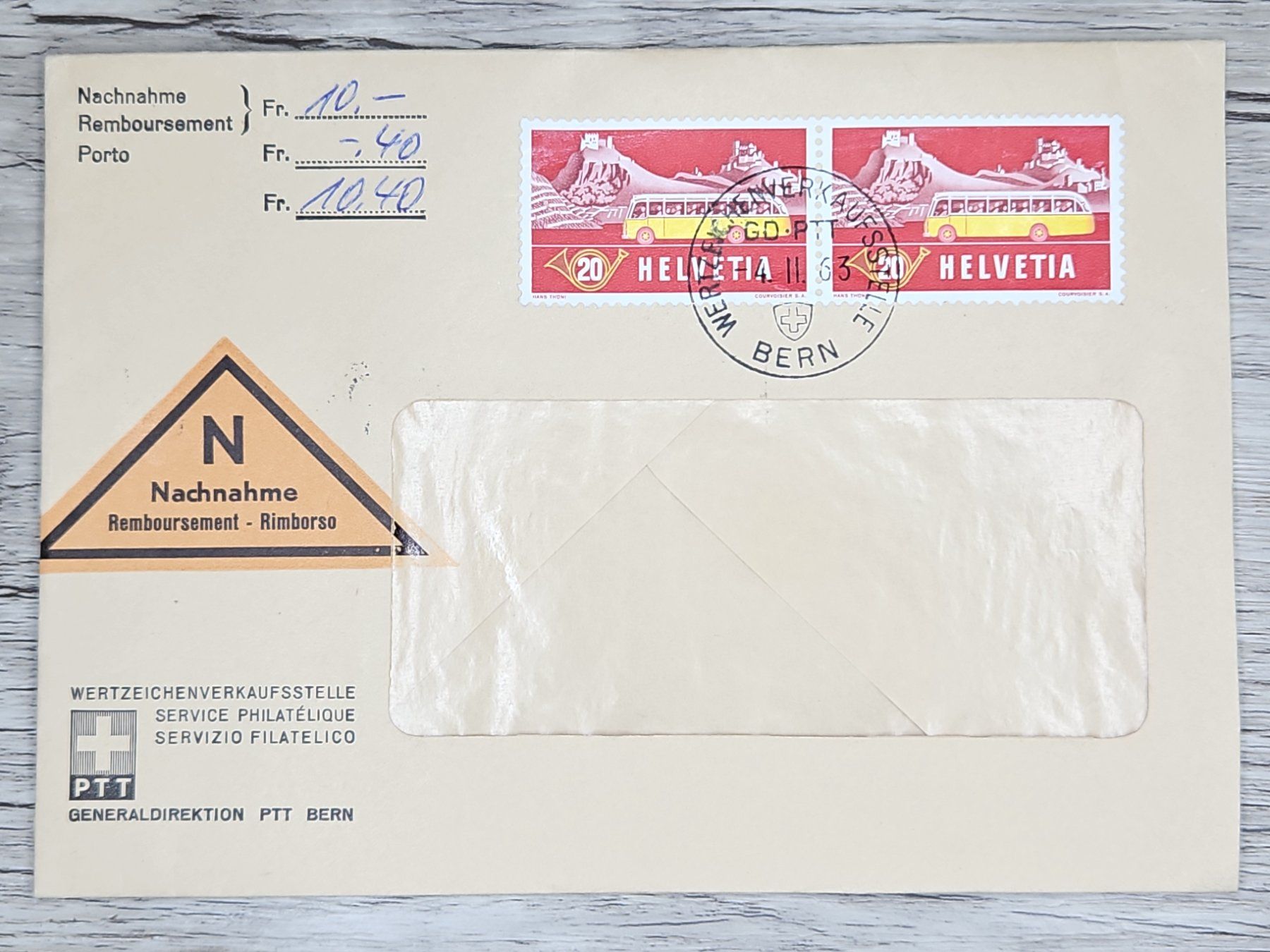 Tutti i francobolli: CL01 Enveloppe + Timbre Suisse 1963 – Usato da Cousset venduto da Patrick_Collections