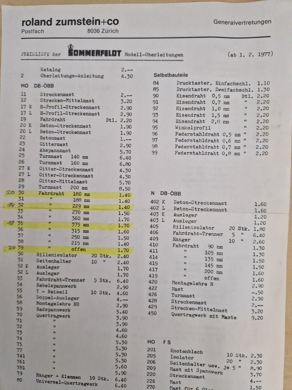 Sommerfeldt Modellini di ferrovie: Sommerfeldt Modellbahn Oberleitung H0 – Nuovo (secondo la descrizione) da Goldau venduto da Helipilot 6