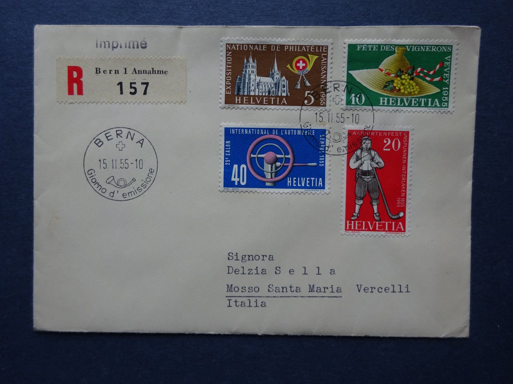 Tutti i francobolli: 1955 Z-Nr.320-323 FDC BERNA – Usato da Appenzell-Steinegg venduto da adi1975 3