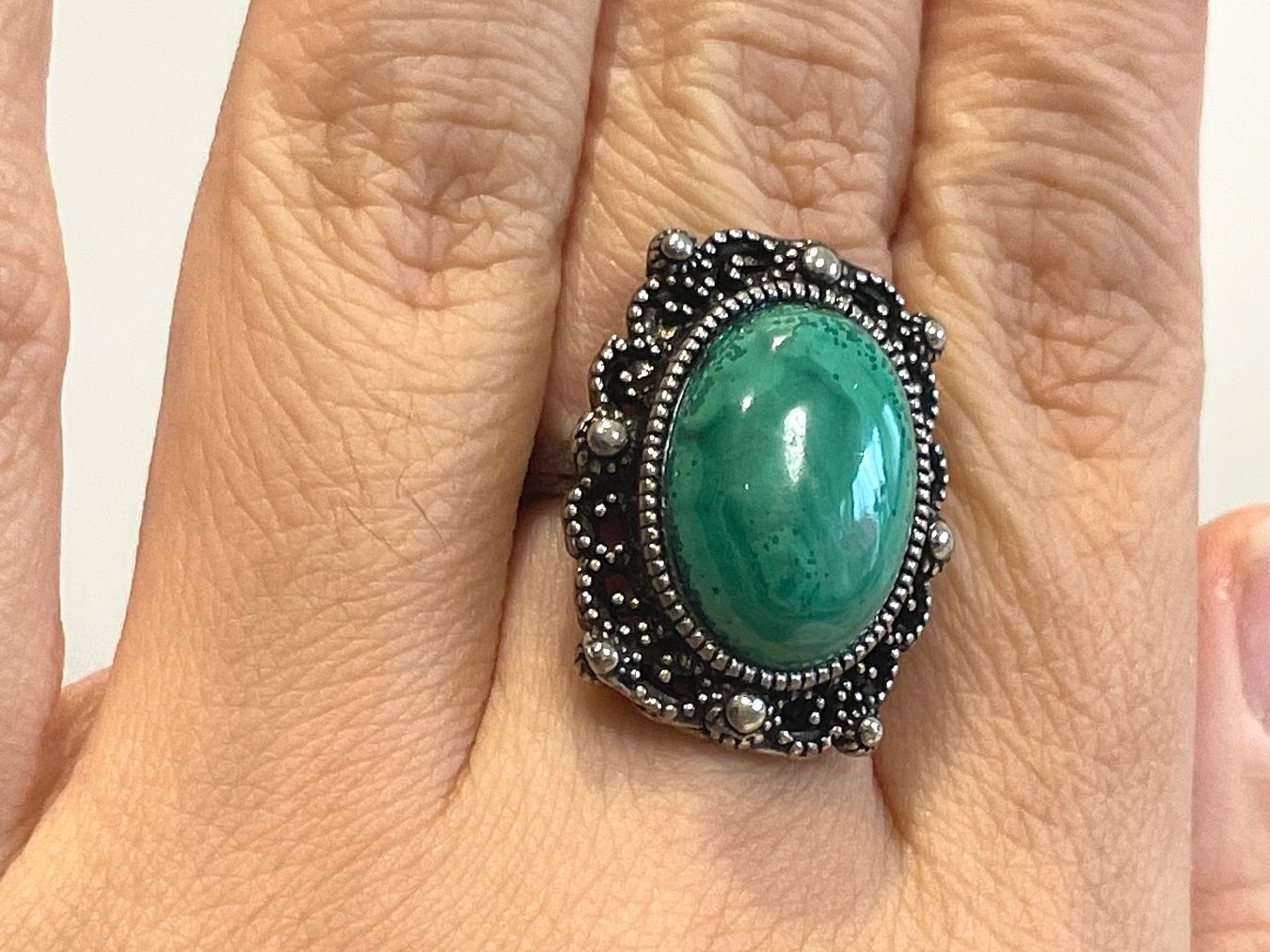 Anelli: Malachit-Ring – Vintage-Edelsteinring – Nuovo e nell'imballaggio originale da Schiers venduto da sisikristall 4