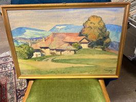 (ca) Landschaft mit Bauernhof, sign