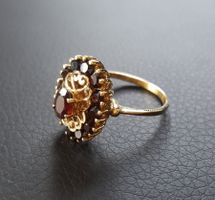 Gold 585 Massiv Ring Mit Granaten