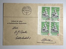 Schweiz 10.12.40, Wigoltingen, Bundesfeier Viererblock