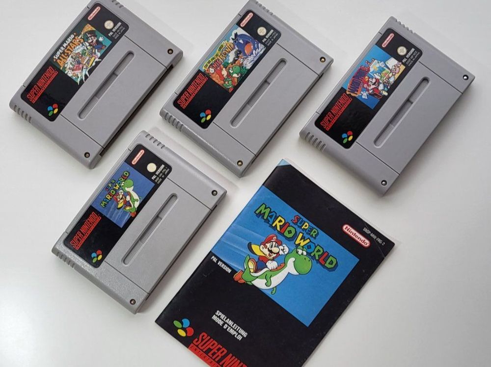 SNES 4 Spiele Set / Super Mario World, Yoshi, Paint, Allstar (Gebraucht ...