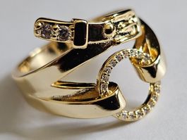 Ring 17(53) gelbvergoldet mit Zirkonia Steinen vergolde Mode
