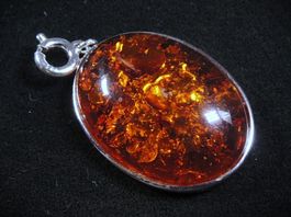 Bernstein Silber 925 Anhänger 30 x 19 mm