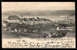 AK Wil / SG, Ortsansicht mit Kirche und Fluss