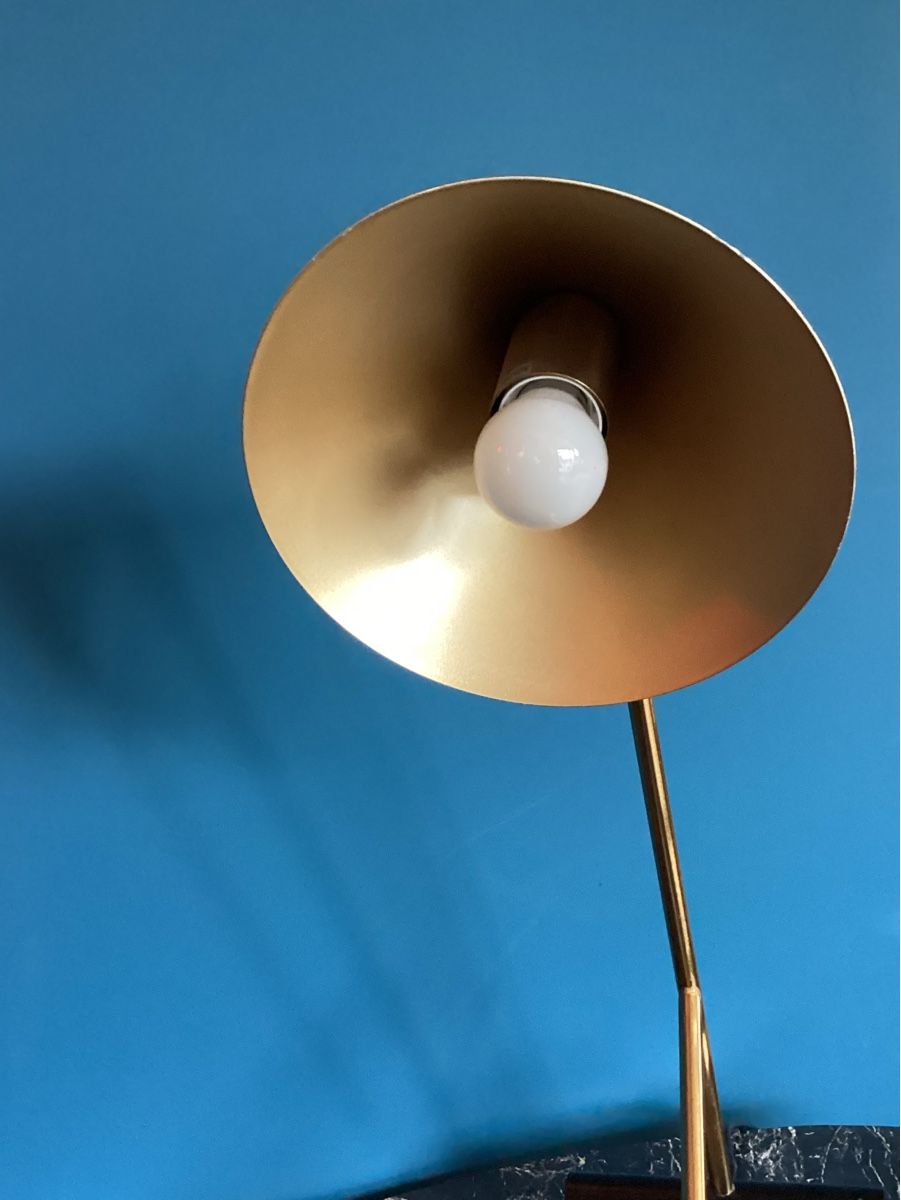 Lampen: Lampe de table design Cleo, dorée et blanche – Gebraucht aus Agiez von Beve15 2