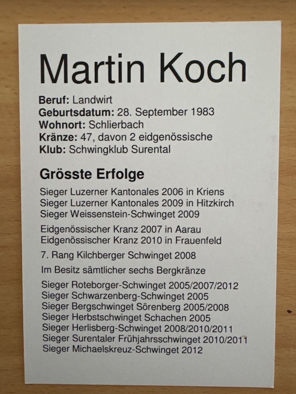 Autografi: Autogrammkarte vom Schwinger Martin Koch – Usato da Ibach venduto da lisch3 3