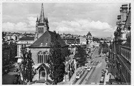 Lausanne VD Place St François Tram und Kirche