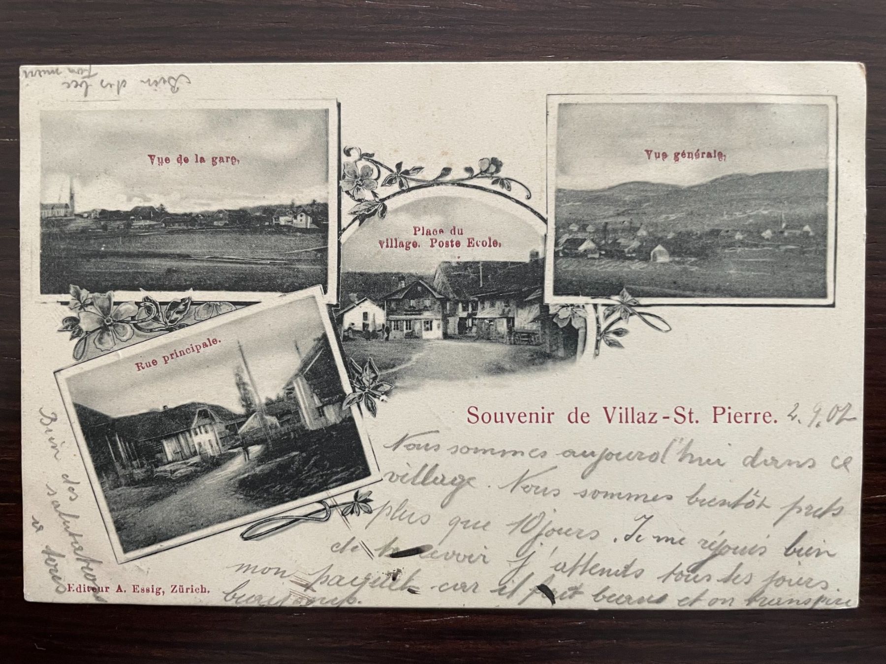 Cartoline postali: Souvenir de VILLAZ-SAINT-PIERRE 4 Bild, Poste, École – Usato da Wald ZH venduto da TLILEF