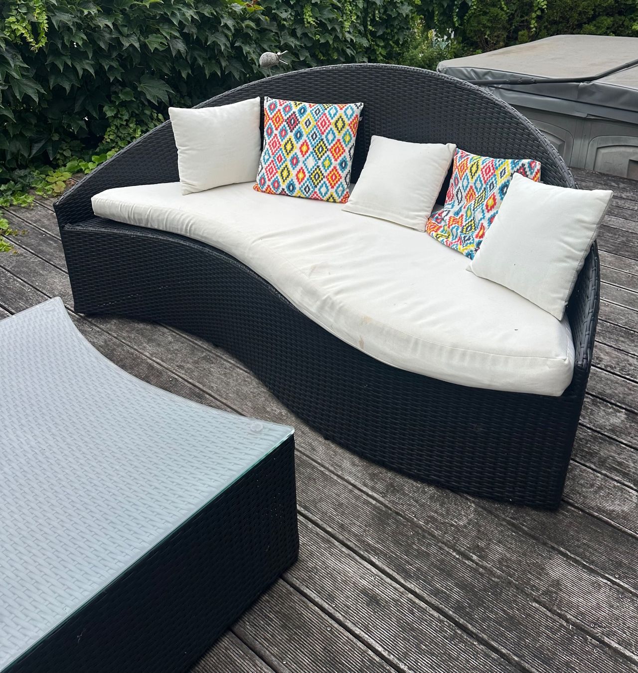Tischset: Gartenlounge Set mit Tisch Kunstfaser schwarz Polyrattan – Gebraucht aus Elsau von ele_fmb7 3
