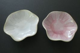 2 Keramik-Schalen für Schmuck, Seife, Deko, rosa/weiss / NEU