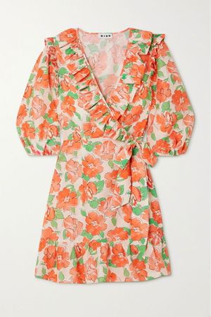 Rixo Wickelkleid Lennon floral orange Grösse XS (TP)