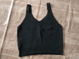 ​😍 Schwarzes Strick-Tanktop - L - mit V-Ausschnitt
