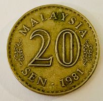 Münze Malaysia 20 Sen 1981 gebrauchter Zustand XF-45
