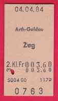 KARTON BILLETT, ARTH GOLDAU - ZUG, 2.KLASSE, EINFACH