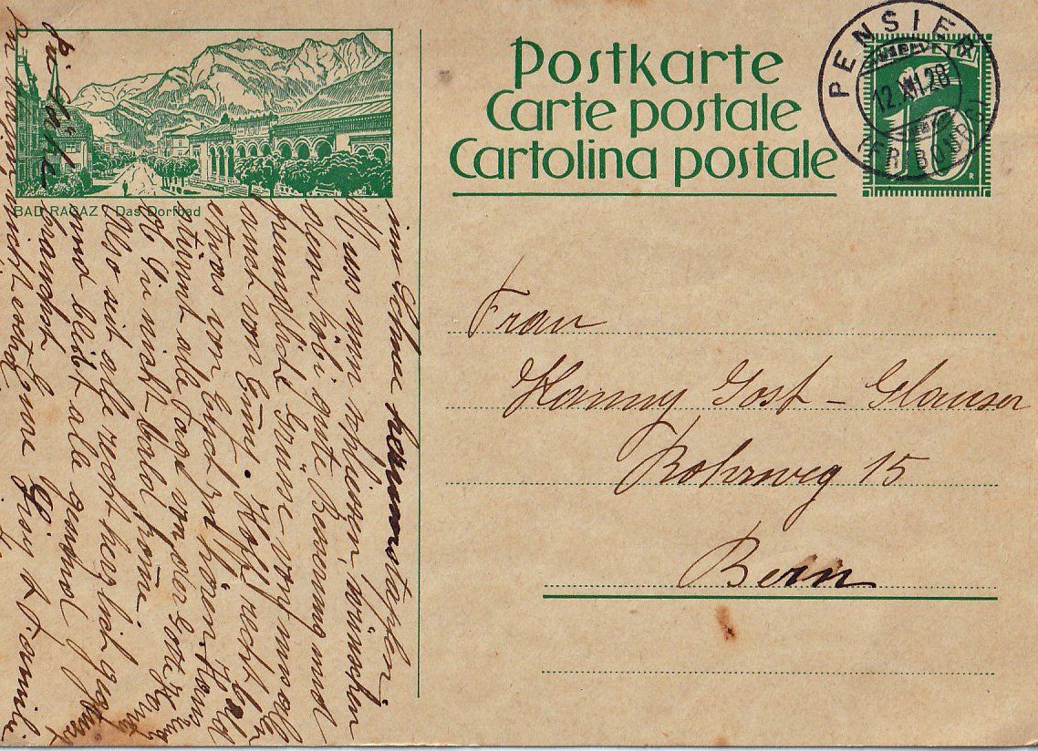 Alle Briefmarken: 1928 Postkarte Bad Ragaz – Gebraucht aus Arlesheim von gaugi43