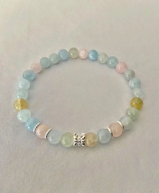 Bracciali & Braccialetti: Edelstein Armband Morganit / Beryll mit Silber auf Mass – Nuovo e nell'imballaggio originale da Zuzwil SG venduto da Lemliskat