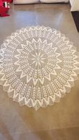 Nappes rond fait main, crocheté, env. 200cm, blanc