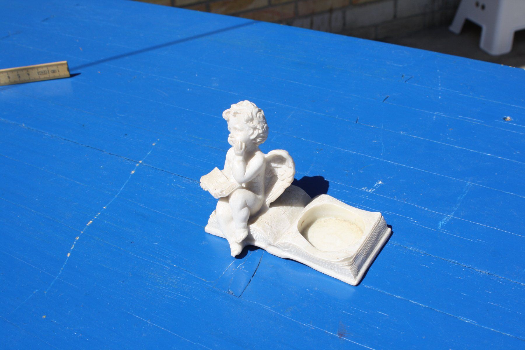 Statuette: ENGELSFIGUR MIT BUCH UND TEELICHTHALTER ENGEL – Usato da Wauwil venduto da Pneuedy 3