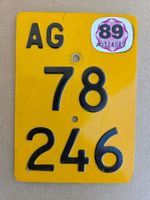 Velonummer AG 89 gelb Mofanummer Mofaschild Plaque Mofa