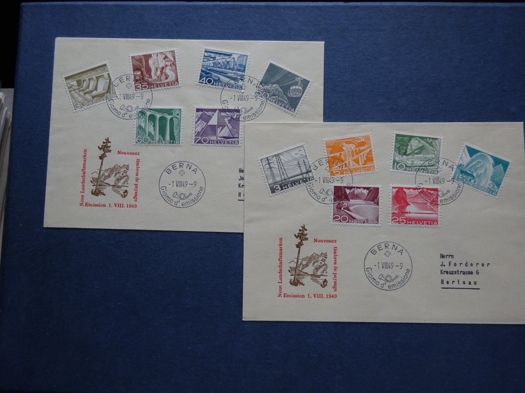 Tutti i francobolli: 1949 Technik und Landschaft FDC BERNA Illustration – Usato da Appenzell-Steinegg venduto da adi1975 1