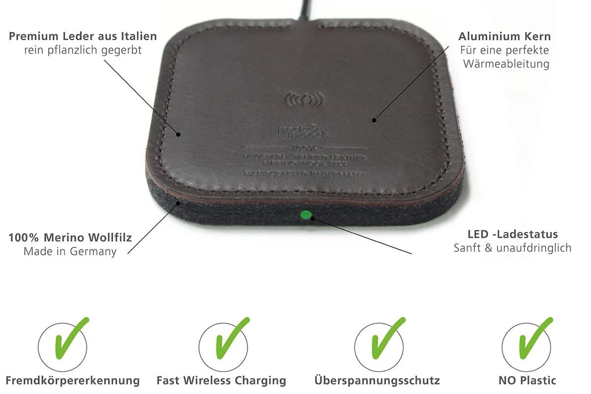 Caricabatterie: Pack & Smooch Leder Wireless Charger TAURUS für iPhone – Usato da Zürich venduto da Nikitbone 1