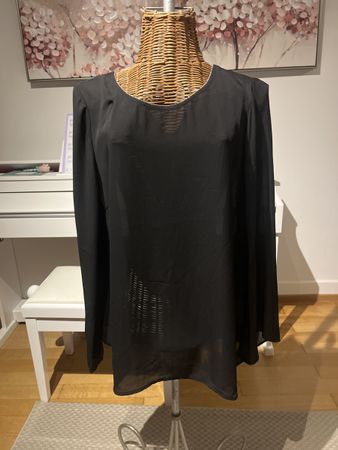 Schwarze Bluse, transparent, festlich, 46