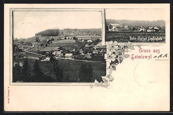 Cartoline postali: Leimiswil, Teilansicht, Bahnhof Lindenho – Usato da Berlin venduto da bartko-reher