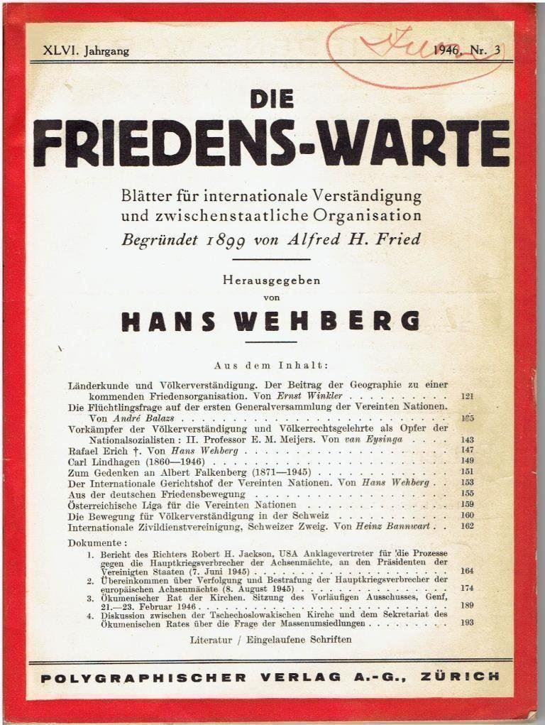 Libri: Die Friedens-Warte 1946 – Usato da Flims - Dorf venduto da Stagediver