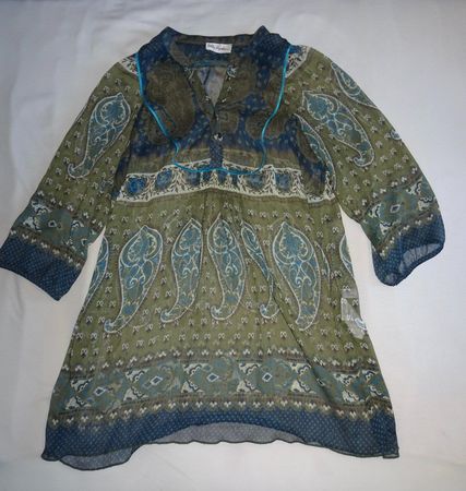 Tunique Ulla Popken motif cachemire vert bleu taille 44