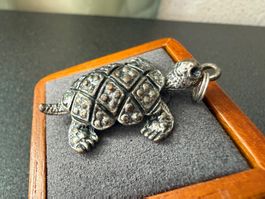 Vintage Silber Metall Schildkröte Anhänger