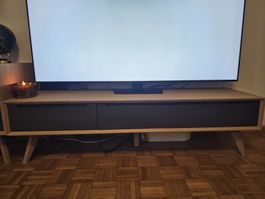 Möbel sideboard TV-Möbel Holz dunkle Fronten 2 Schübe
