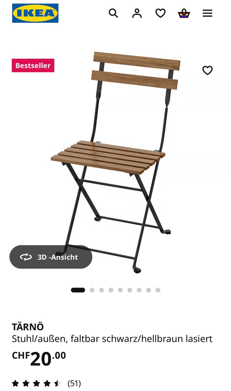 Ikea Stühle: 2x TÄRNÖ Garten Stühle – Gebraucht aus Uster von SellUsedStuff 2