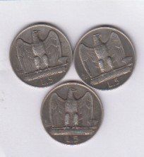 Alle Münzen: 3X 5 Lire 1927 Silber. – Gebraucht aus Zürich von burgi9