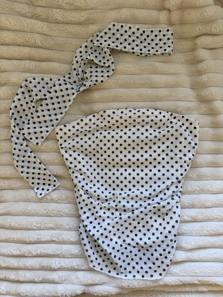 Tops: White polka dot top with halter neck tie S – Neu und originalverpackt aus Gränichen von Domsiiiii