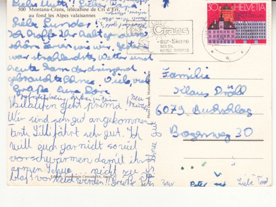 Ansichtskarten: Montana Crans 1974 – Gebraucht aus Bürglen TG von StampGraf 1