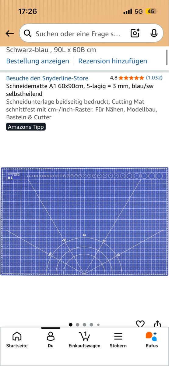 Bastelsets: Schneidematte A1 60 x 90 cm, doppelseitige Bastelmatte – Neu und originalverpackt aus Nussbaumen AG von c.4 5