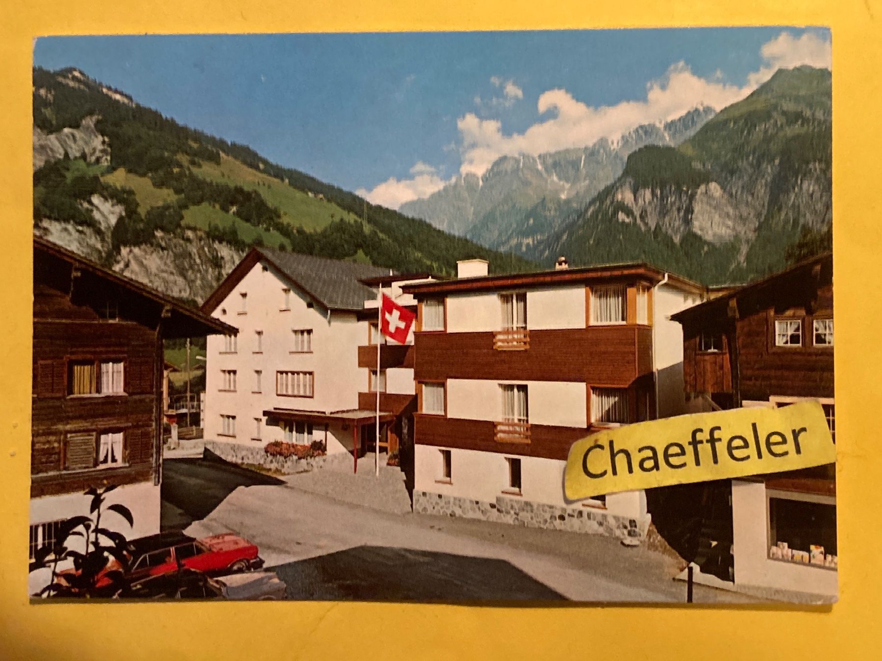 Cartoline postali: Hotel Elmer, 8767 Elm .  Café-Restaurant-Bar – Usato da Zürich venduto da Chaeffeler