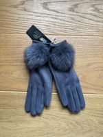 Winterhandschuhe mit Fellbommel, neu, Gr. M, Grau