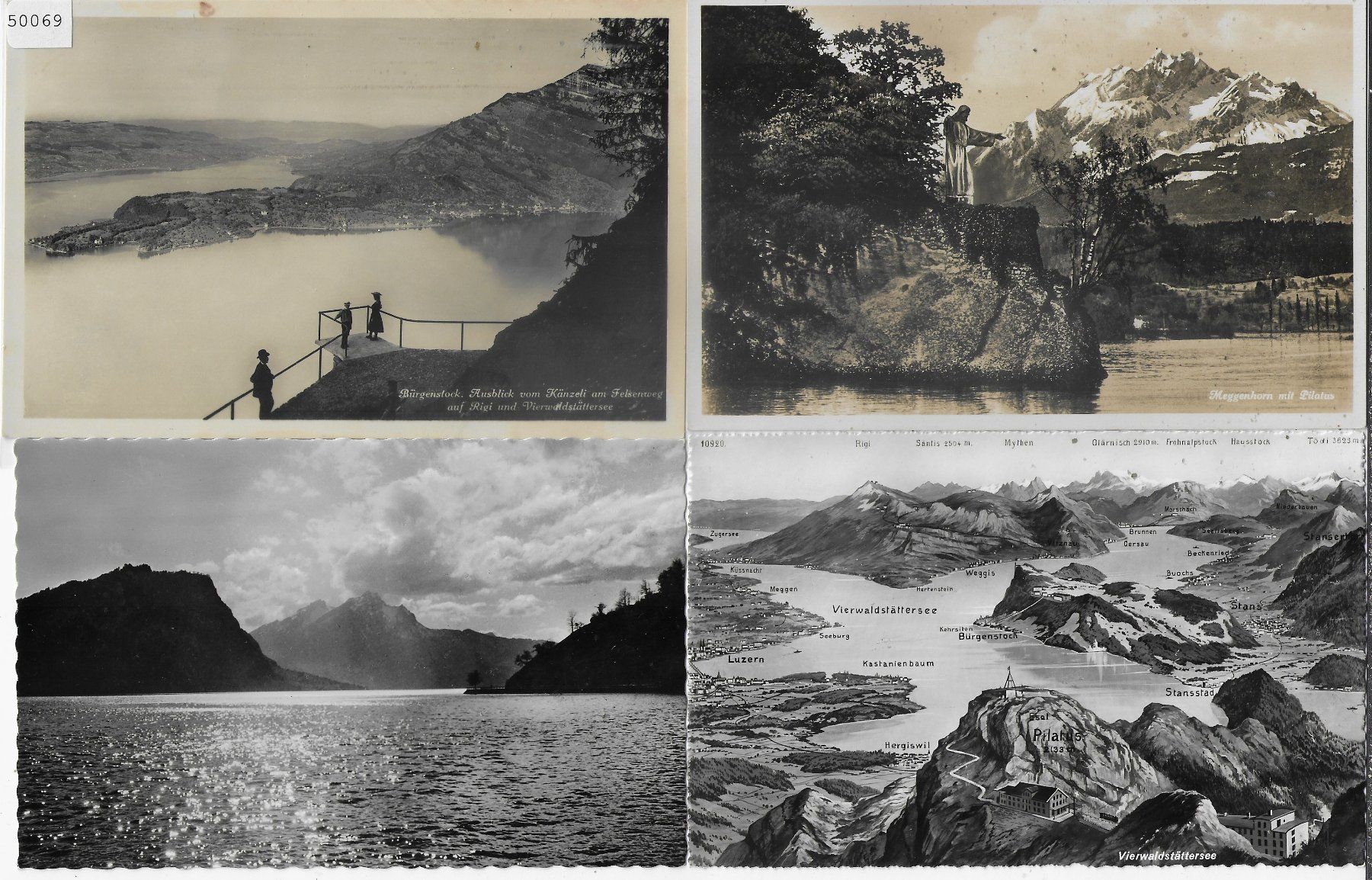 Cartoline postali: 4 AK - Am Vierwaldstättersee – Usato da Ettingen venduto da Kartenplanet