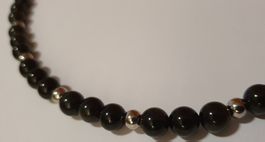 Halskette Regenbogen Obsidian & Edelstahl 47,5cm. Ø8mm.