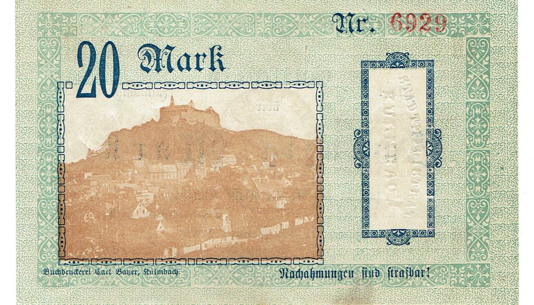 Banknoten: Kulmbach 20 Mark 1918 VZ++-UNZ – Gebraucht aus Steffisburg von ber_8htf 1