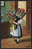 Arthur Thiele: Katzenmädchen in Tracht 